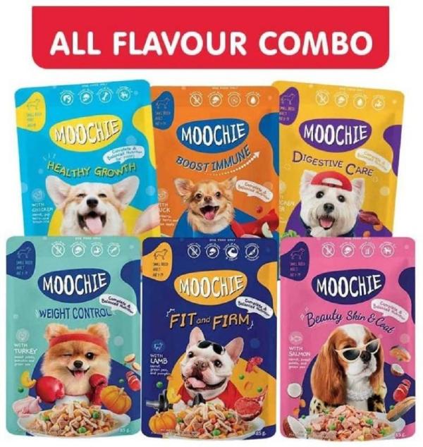 Moochie Wet Dog Food GrainFree Dog Treats Complete Mix (36 Assorted Pouches* 85gm) JioMart