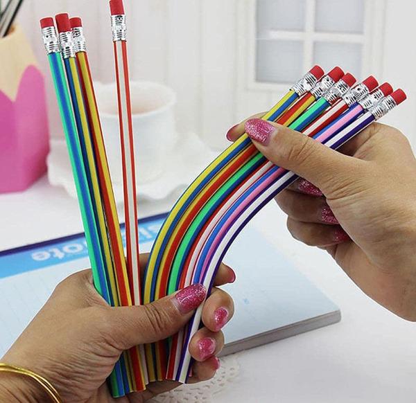 20PCS Crazy Soft Bending Pencils with Erasers,12 Inches Long Bendable Pencils,Great Bags Party Favor,Fun Classrooms Prizes Gift for Children 