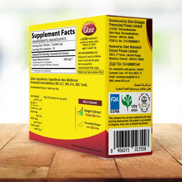 KILLI Ginger Instant Extract, 20 Sachets for Digestion JioMart