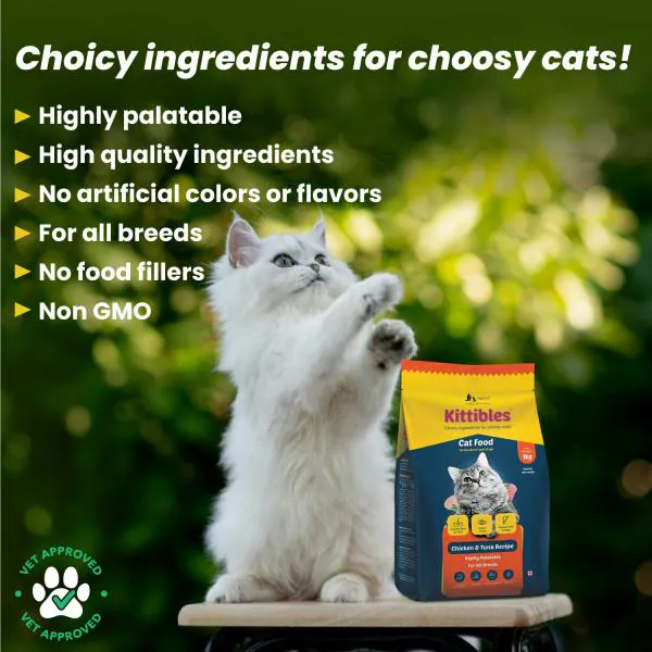 Wiggles Kittibles Cat Food Dry Adult, 1kg Ashwagandha, Prebiotics