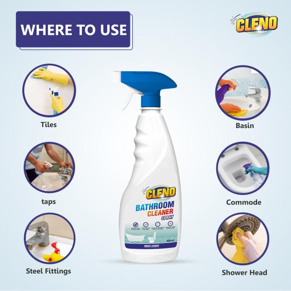 Cleno Bathroom Cleaner Spray, Cleans Bathroom Floor Stain / HardWater