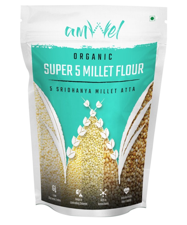Amwel Organic Super 5 Millet Flour [Siridhanya Atta] Kodo, Foxtail