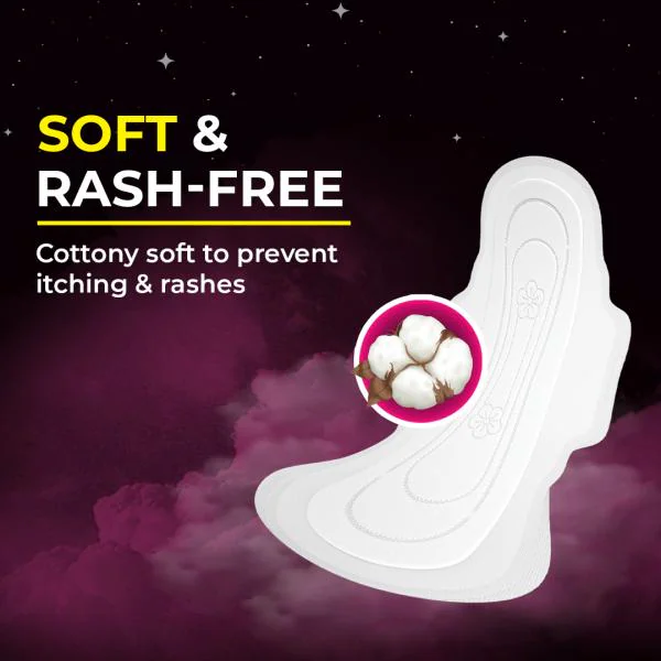 Paree Super Nights Sanitary Pads with Double Feather for Heavy Flow