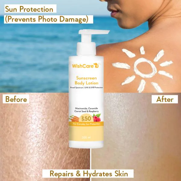 WishCare SPF50 Sunscreen Body Lotion Broad Spectrum UVA & UVB