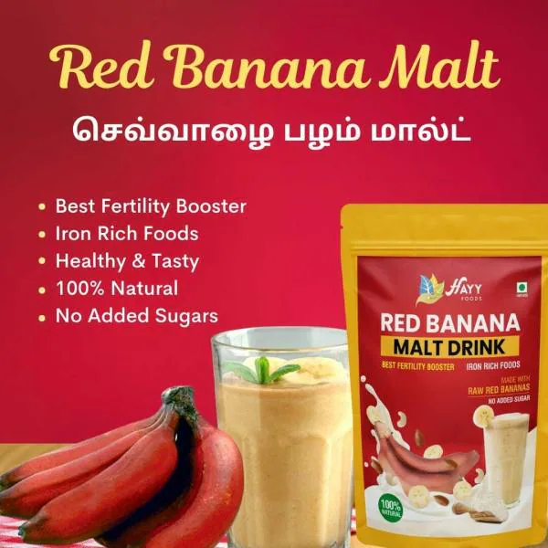 HAYYFOODS Red Banana Malt Best Fertility Booster Iron Rich Foods