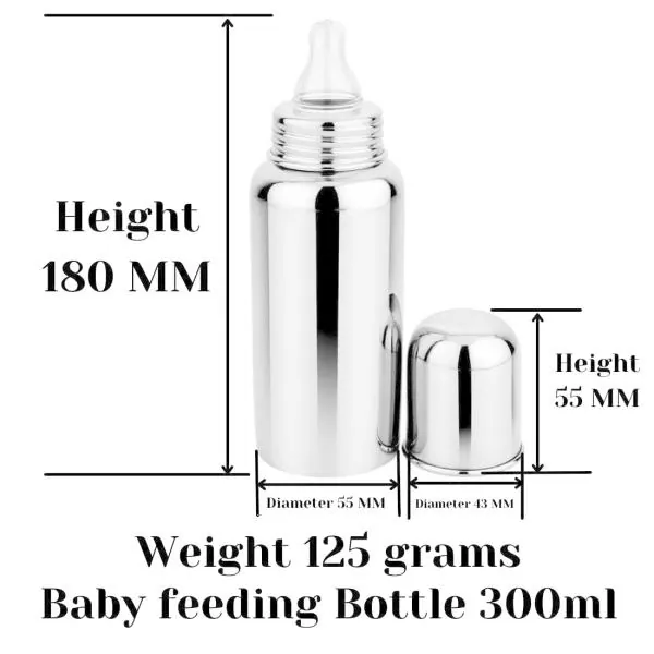 PGD Plain Silver Stainless Steel Baby Feeding Bottle with Cleaning