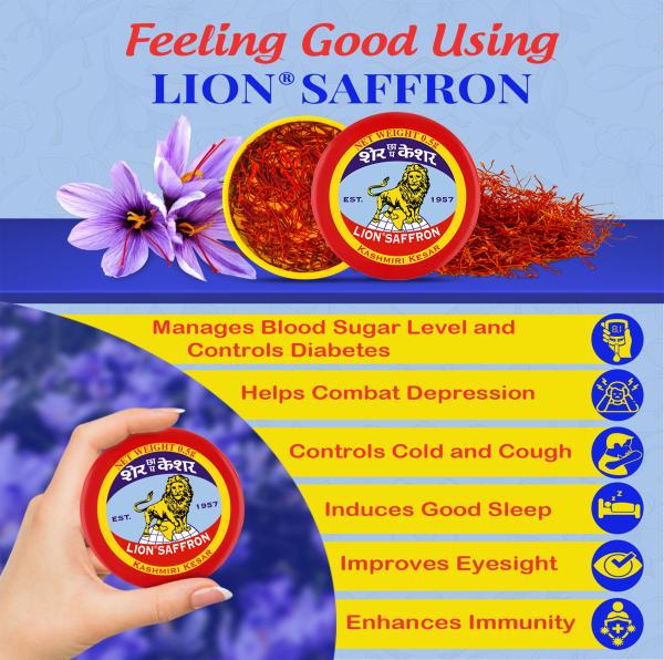 Lion Saffron Grade A++ Mongra Kashmiri Kesar For Beauty, Glowing Skin