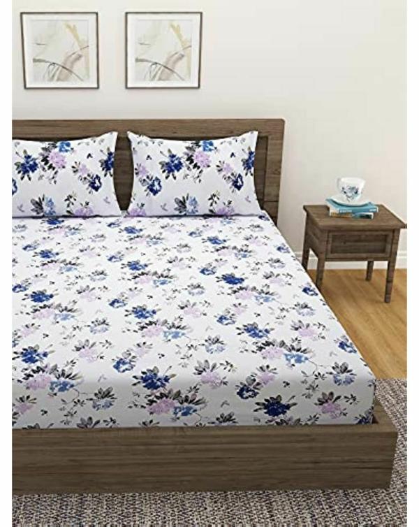 Swayam Floral Design Ananda Cotton Double Bedsheet with 2 Pillow Covers