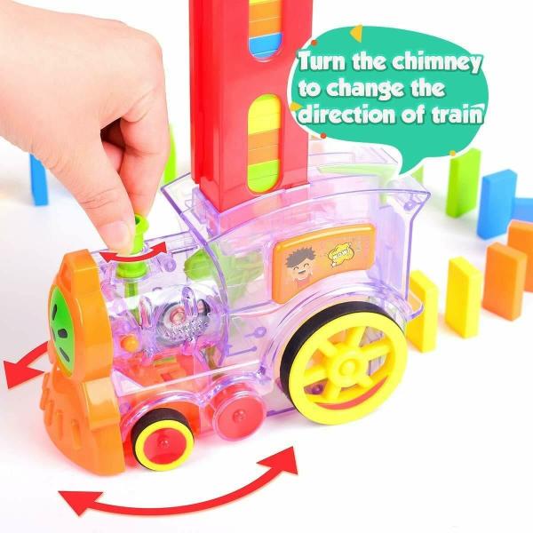 60 Stück mit Licht & Sound Domino Train Toy Set Kids Domino Racing Toy 