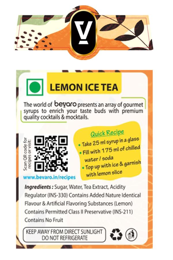 BEVARO Lemon Ice Tea Syrup and Mint Mojito Syrup Combo, 300ml each