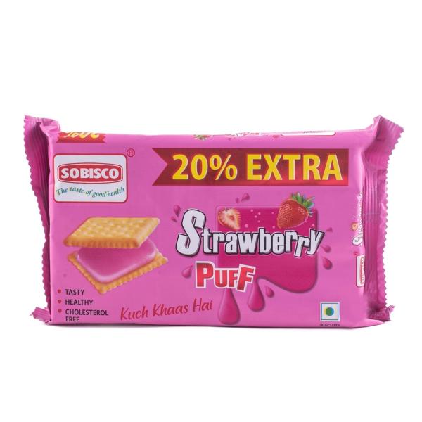 SOBISCO Strawberry Puff Sandwich Cream Biscuits Tasty Healthy and