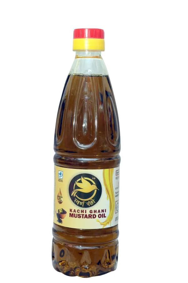 Swarna Panchhi Premium Kacchi Ghani Pure Mustard Oil, 500 ML PET Bottle Ideal as Cooking oil
