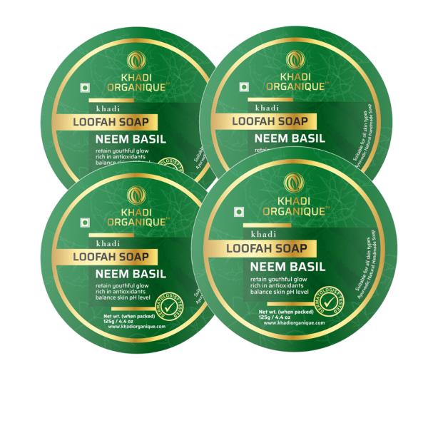 Khadi Organique Natural Herbal Neem Basil Loofah Soap (Pack Of 4) 500 GM JioMart
