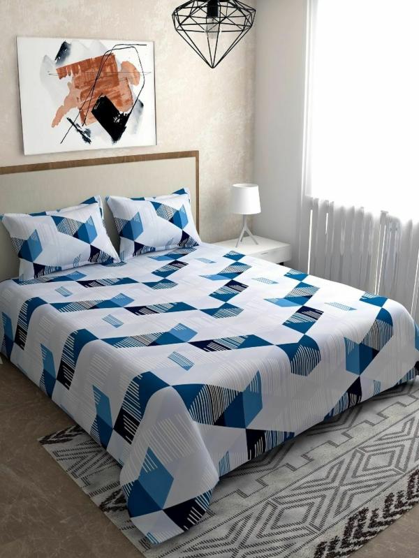 Salona Bichona 100 Cotton 120 Tc Blue Abstract Printed King Size