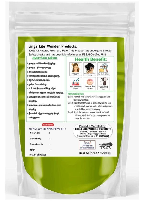 GREEN'S MOM Natural Pure HENNA POWDER for Hair 100g (Maruthani