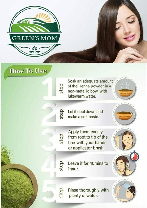 GREEN'S MOM Natural Pure HENNA POWDER for Hair 100g (Maruthani
