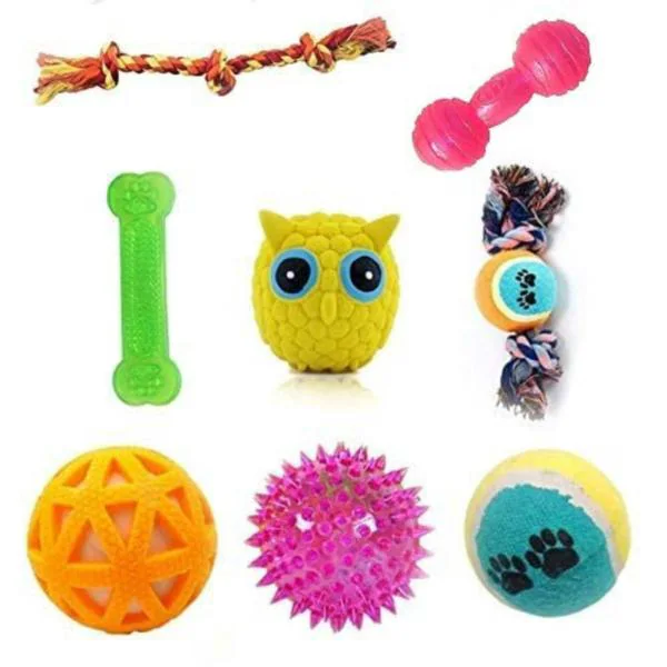 PSK Pet Mart Dogs Rubber Toys, Rope Toys, Latex Toys (Pack Of 8) JioMart