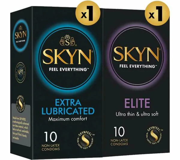 SKYN ExtraLube Non Latex Condom Pack of 10 and Elite Non Latex Condoms