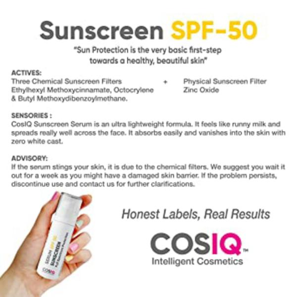 COSIQ Sunprotect Outdoor Sunscreen Serum Spf 50 Pa++++ Broad Spectrum