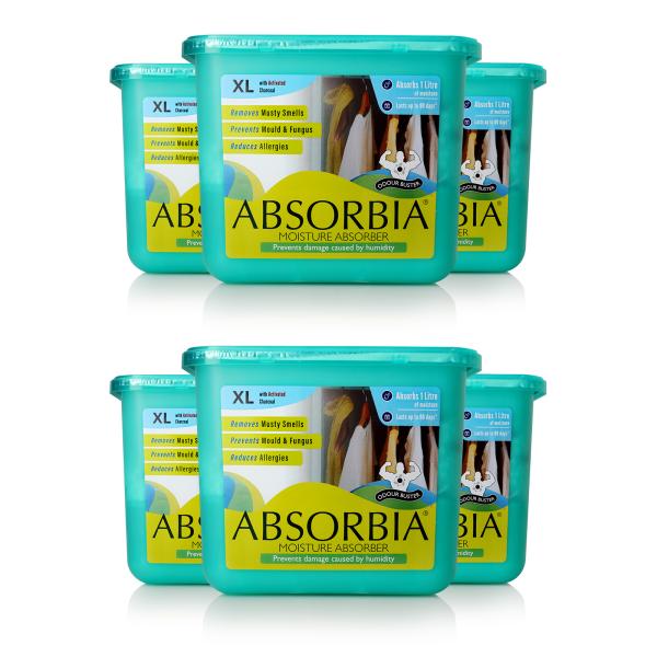 Absorbia Moisture Absorber XL with Activated Charcoal Pack of 6 1L Absorption Capacity