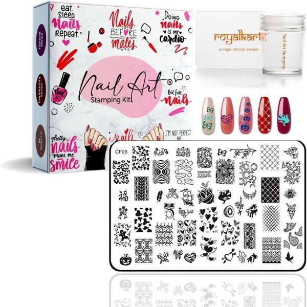 Royalkart Nail Art Stamping Kit Jumbo Image Plate With Multicolour Soft