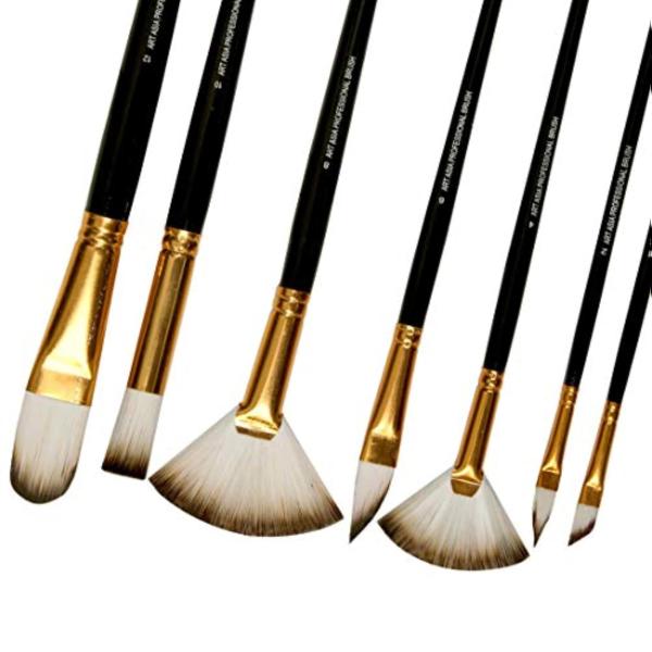 FRKB Exotic Mix Synthetic Hair Paint Brush Set of 7 Pc for Acrylic