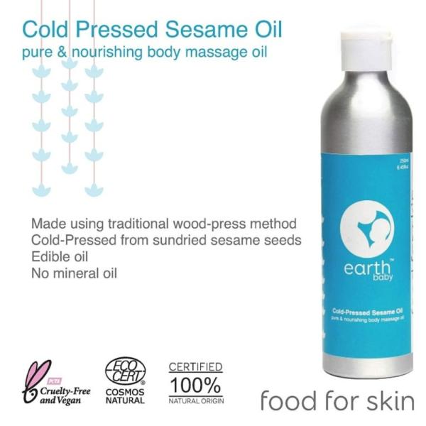 EarthBaby Cold Pressed Sesame Oil, 100 Certified Natural Origin, 250ml