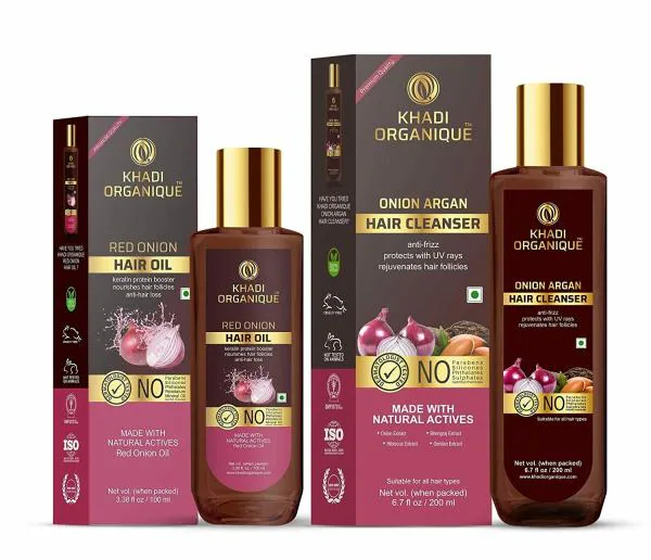 Khadi Organique Red Onion Hair Oil & Onion Argan Hair Shampoo (Pack of 2)  300 ml - JioMart