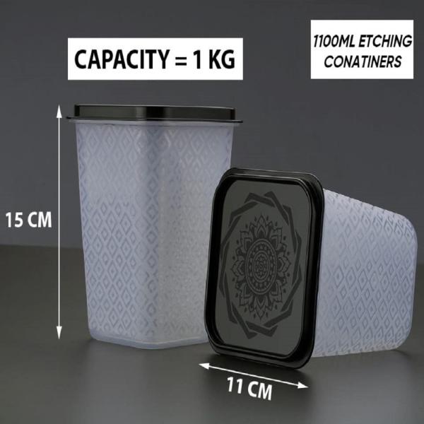 CLOUDHEAD Etching design square shaped 1000 ml kitchen containers