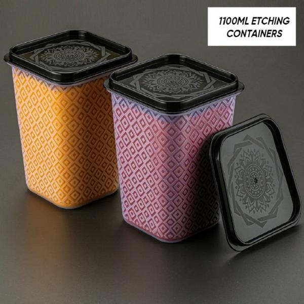 CLOUDHEAD Etching design square shaped 1000 ml kitchen containers