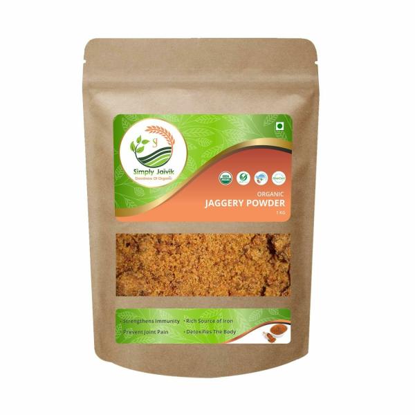 Simply Jaivik Jaggery Powder 1Kg OrganicSugar Cane Juice Rich in Iron