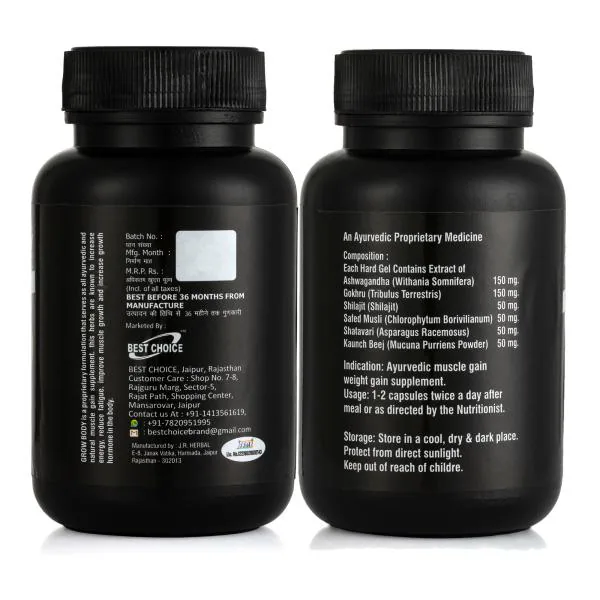 Best Choice Nutrition Grow Body Weight Gain & Muscle Gain 60 Capsule