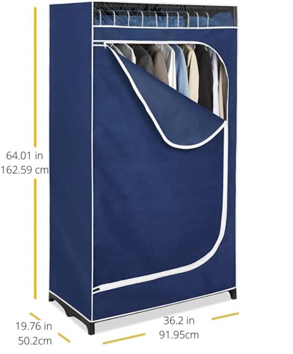 White Mulberry Collapsible Wardrobe Closet with Hanging Rack for Clothes, Breathable Fabric