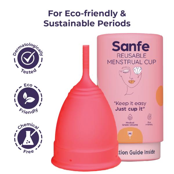 Sanfe Reusable Menstrual Cup with No Rashes, Leakage Or Odor Premium