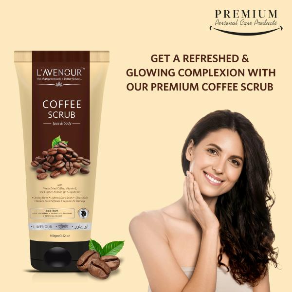 L'avenour Coffee Scrub for Face & Body for Unclog Pores & Lightens Dark