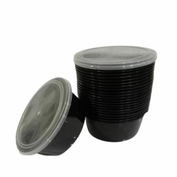 Hriday Foods 300 ml Black Round Container with Air Tight Transparent
