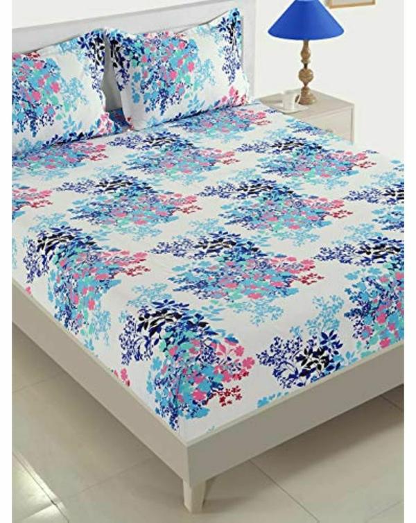 Swayam Floral Design Veda Cotton Single Bedsheet with 1 Pillow Cover
