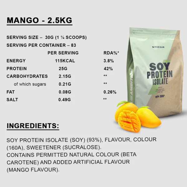 Myprotein, Soy Protein Isolate, Mango, 2.5kg JioMart