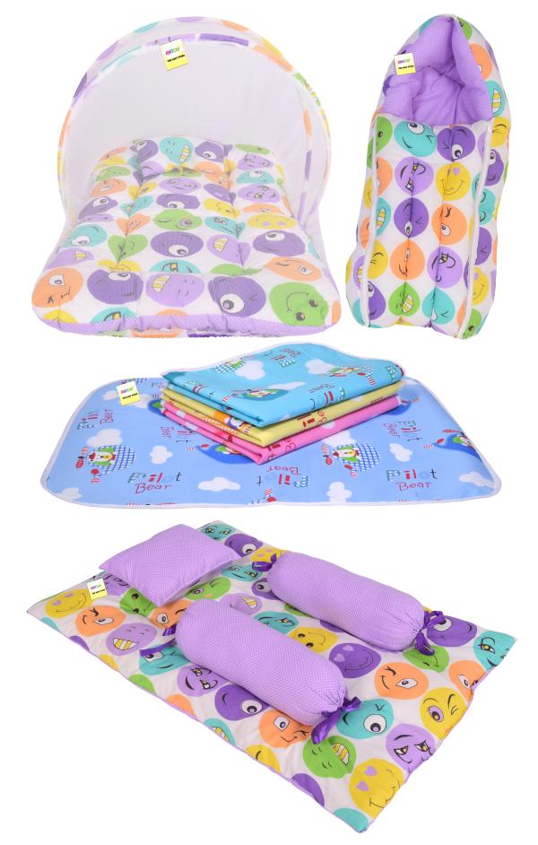 Kwitchy Combo of Baby Bedding Bed with Net Carry Bag 4 Waterproof