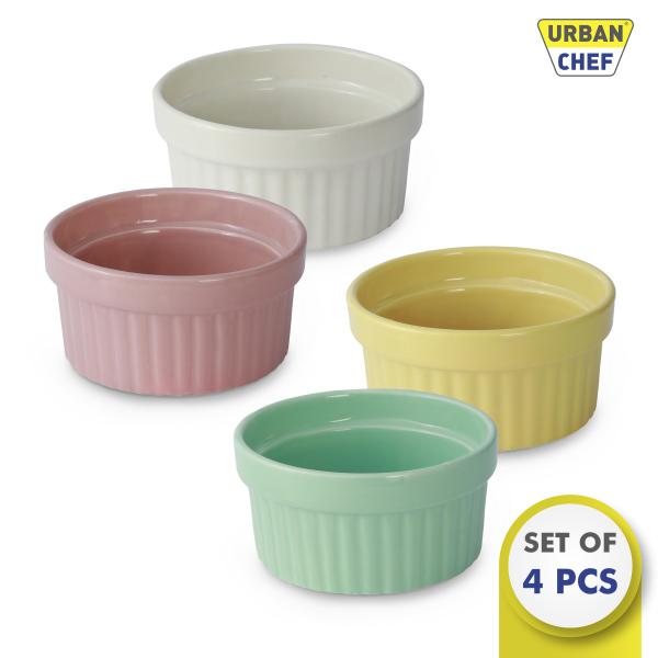 270 ml Each Ceramic Creme Brulee Bowls COM-FOUR® 6X soufflé Moulds Ragout fin Dessert Bowl and Pastry Moulds for e.g in White ovenproof Moulds 