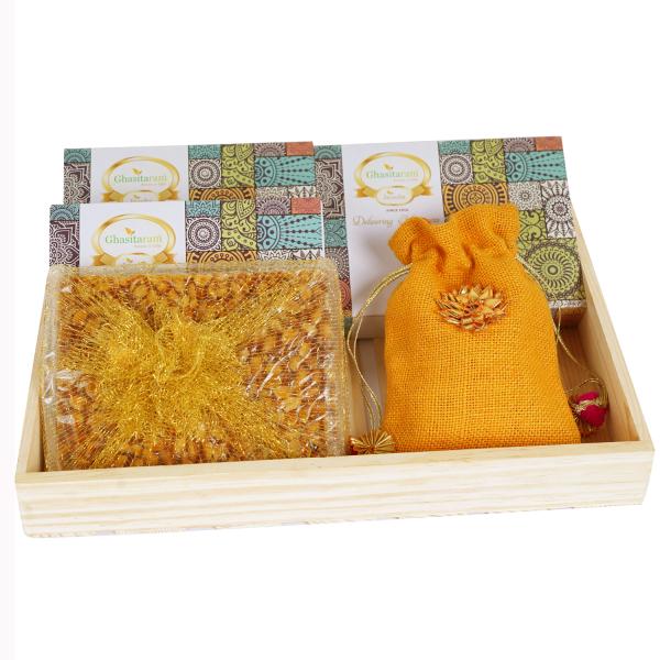 Jaiccha Ghasitaram GiftsLohri Sweets Gachak Hampers Lohri Light Wooden