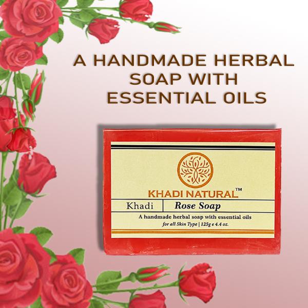 Khadi Natural Rose Bathing Herbal Soap With Essential Oil Pack of 7
