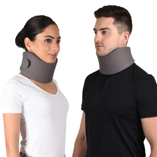 Accusure Grey Soft Cervical Collar Support Neck Brace Relieves Pain And