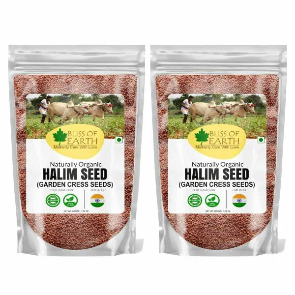 Bliss of Earth Orgnaic halim seed. aliv seeds or garden cress seeds for hair  and immunity(Pack of 2) - JioMart