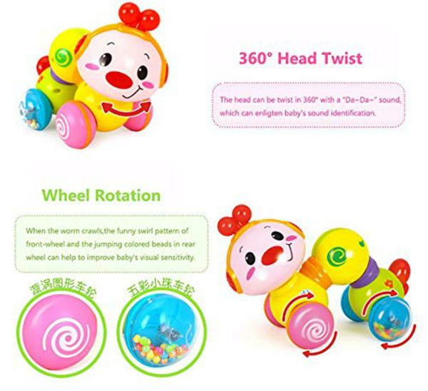 Kiditos Multicolor Musical Inchworm Creeping Worm with Light Twist