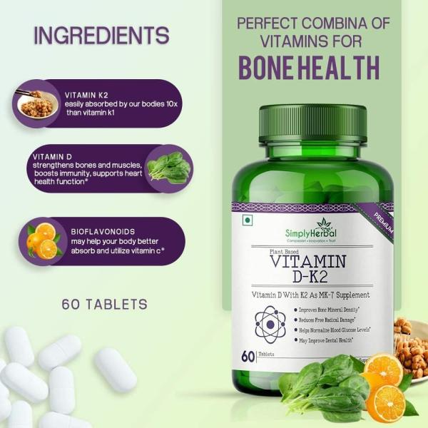 Simply Herbal Vitamin K2 With MK7 Complex Supplements 60 Capsules