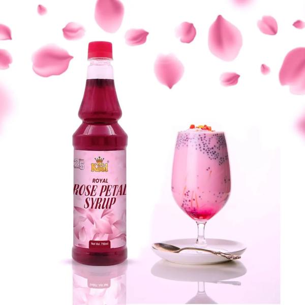 MR. KOOL Premium Rose Syrup With Petals For Falooda, Ice Cream, Sharbat