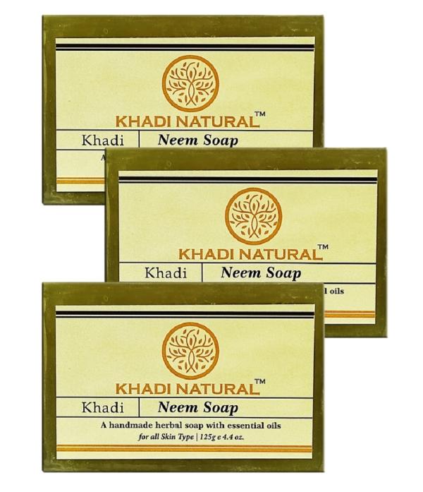 Khadi Natural Neem Bathing Herbal Soap For AntiBacterial Removes all dirt Pack of 3 JioMart