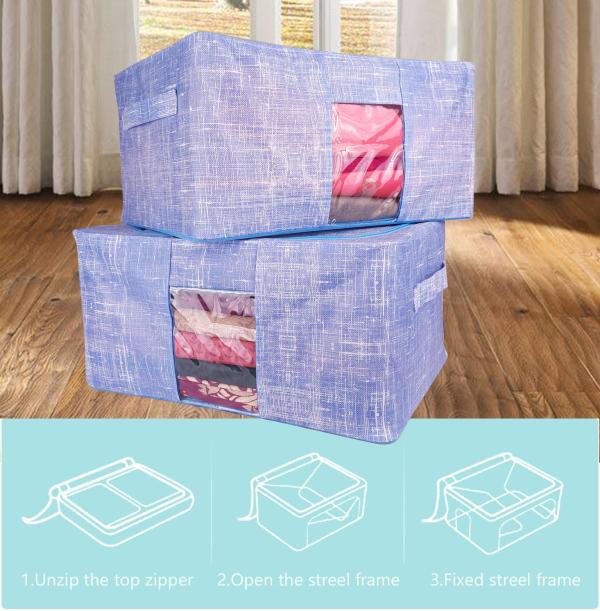 4tens 24Ltr Oxford Fabric Clothes Storage Boxes with Carry Handles