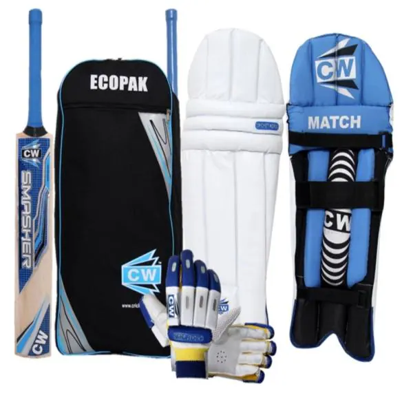 Junior SMASHER Cricket Kit 4 Gears Size No.6 Kashmir Willow Bat +Pad+Glove+Bag 